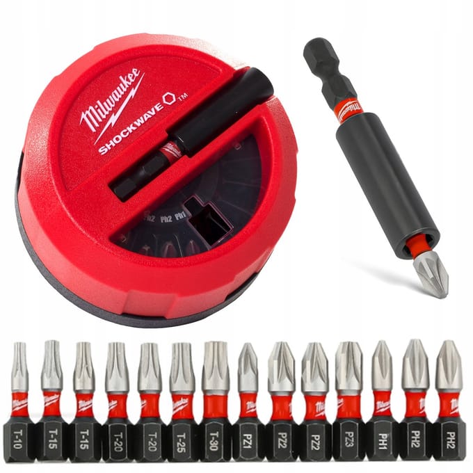 Milwaukee Shockwave Bitset 15 Delig 25mm PH PZ TORX