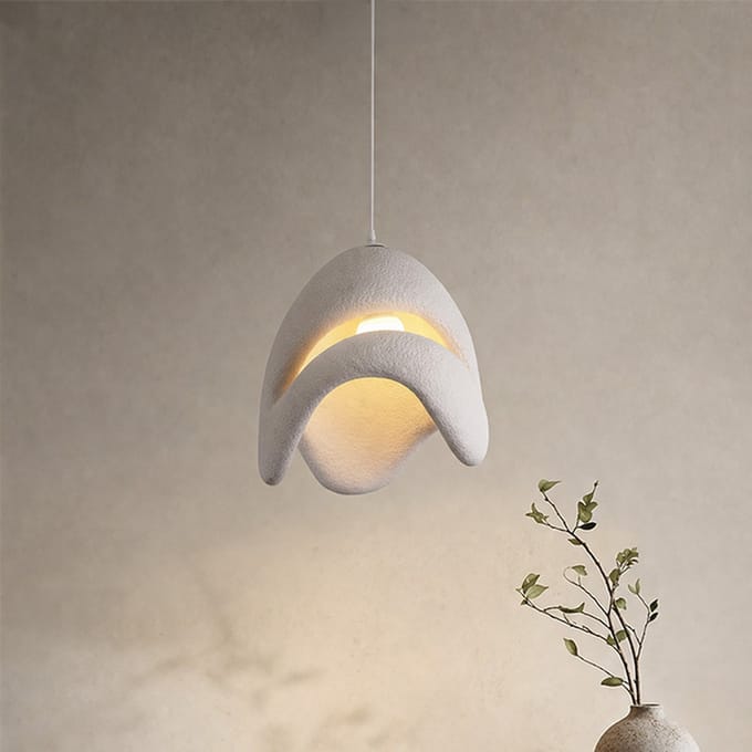 Milton & Oldbrook Japandi Hanglamp Ø 50 cm Pleven Wit Steenlook