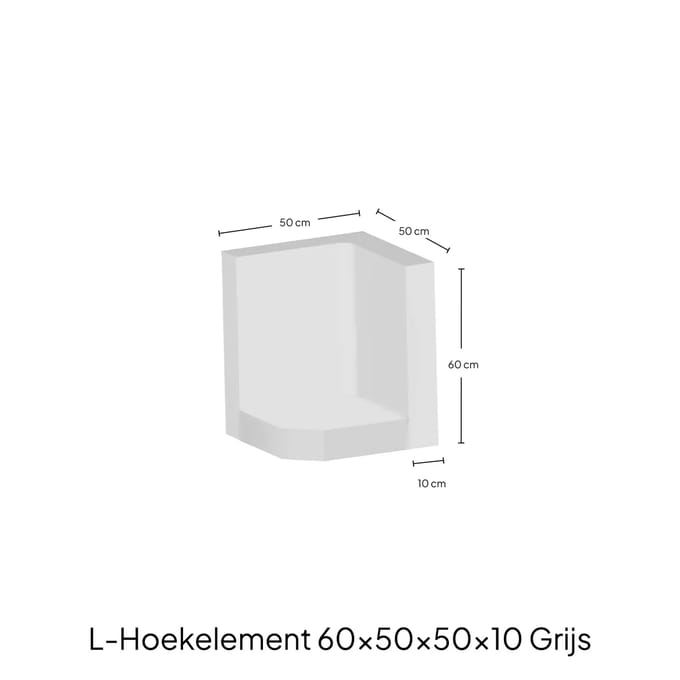 Hoek-L-Element 60x50x50x10cm Zichtbeton
