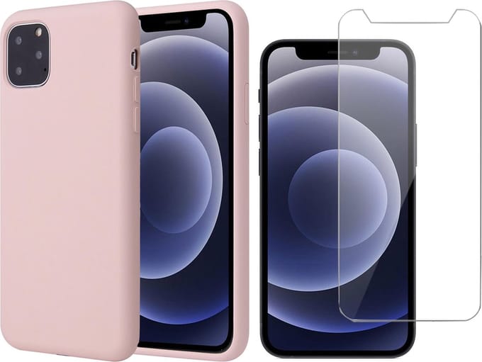 Hoesje geschikt voor iPhone 13 Pro Max - Fluweelzachte Backcover - Roze - Met Screenprotector