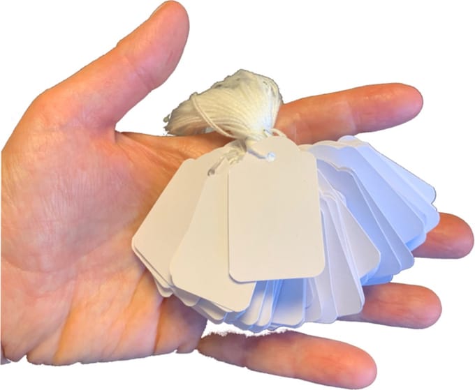 100 Prijskaartjes met koord - 2,8x4,3cm - 100stuks - Wit