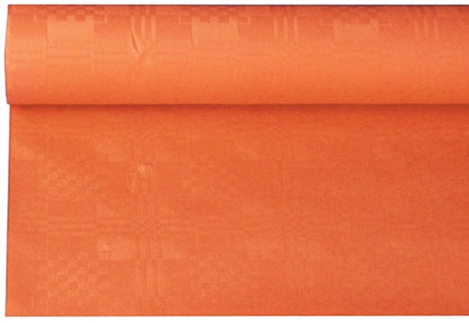 12x Tafelkleed papier met damastprint 6 m x 12 m nectarine
