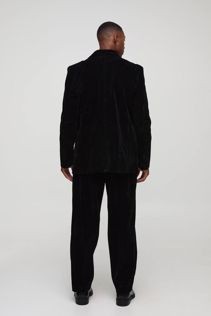 Relaxed Velour Trouser | Black | Size 38