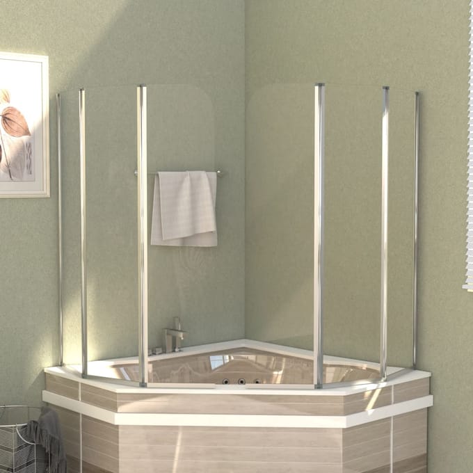 vidaXL - Badwanden - 2 - st - 104x130 - cm - gehard - glas - transparant