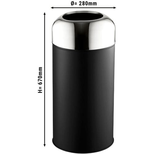GGM Gastro Abfallbehälter für Innen & Außen - 40 Liter - Schwarz/Chrome