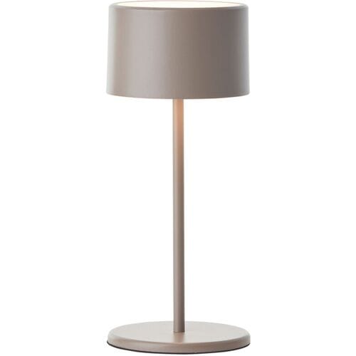BRILLIANT Helio LED-tafellamp, oplaadbare batterij, 210 lm, touchdimmer, 3000K, 21 cm, metaal, taupe