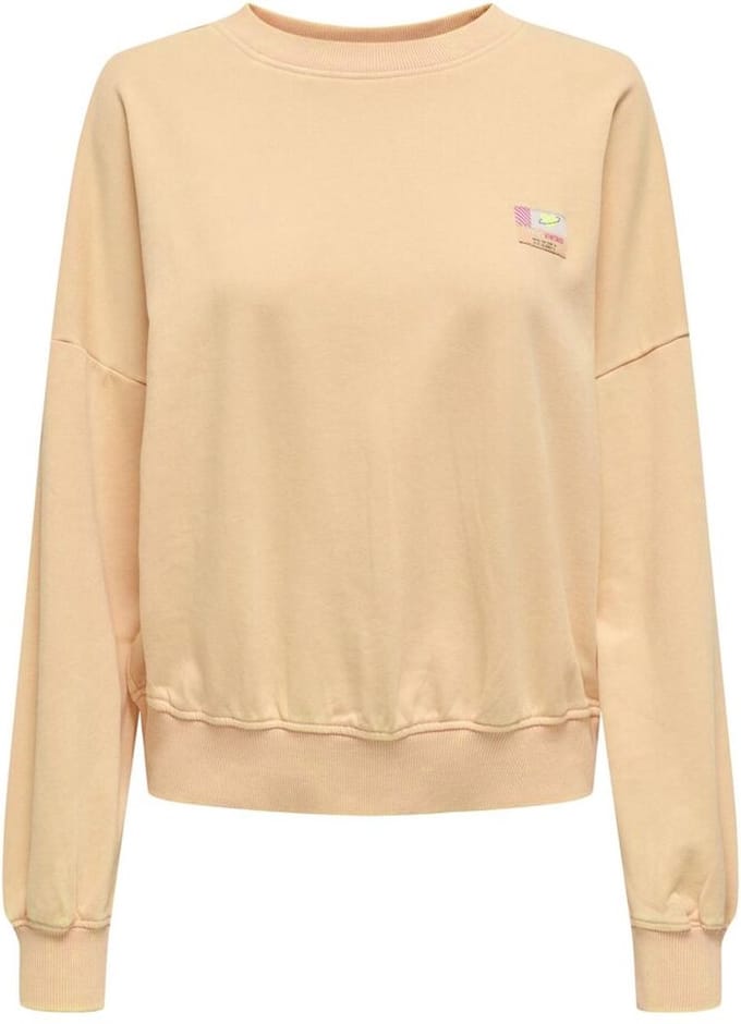 Only Onlinna Ls Washed O-neck Carael Crea | Oranje | Maat: M