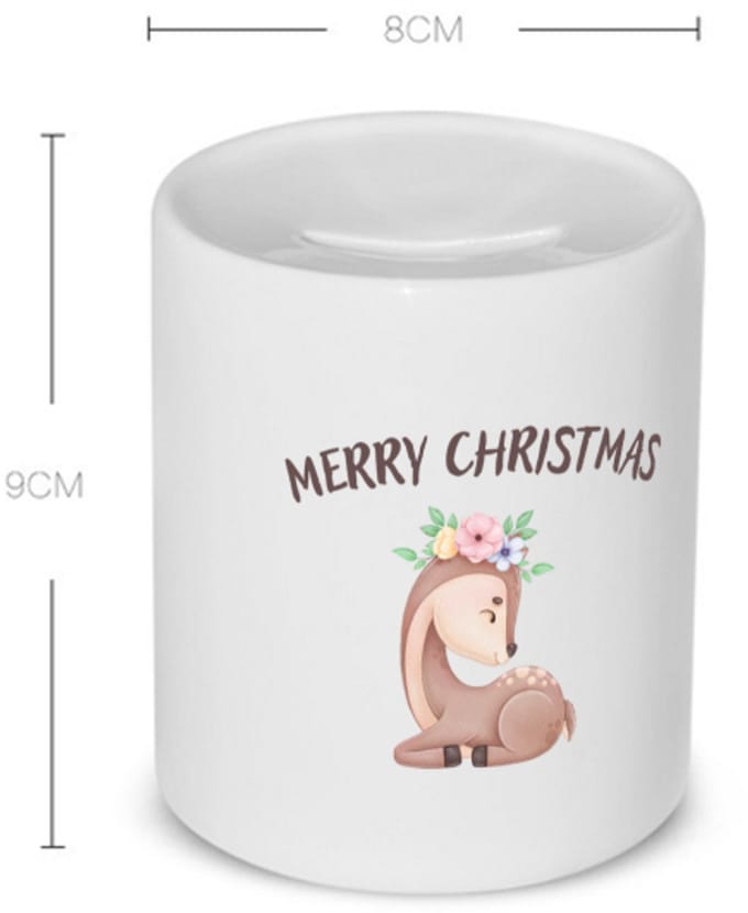 Akyol - kerst rendier Spaarpot - Kerstmis - kerst beker - winter - kerst - christmas - kerst cadeau - 350 ML inhoud
