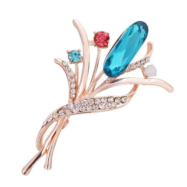 Broche Fleur Broche Mode Strass Broche Dames Haut de Gamme Exquise Broche Accessoires bleu
