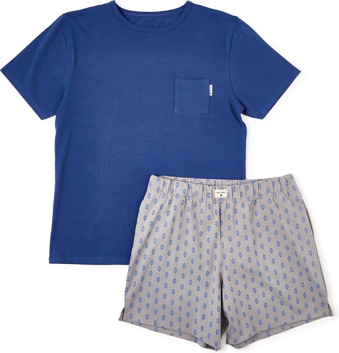 Little Label - heren pyjama kort - blauw aztec - bio katoen - S/46