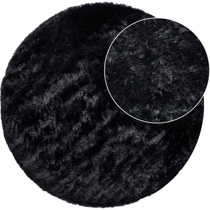 Hoogpolig tapijt Silvana zwart 200 cm rond