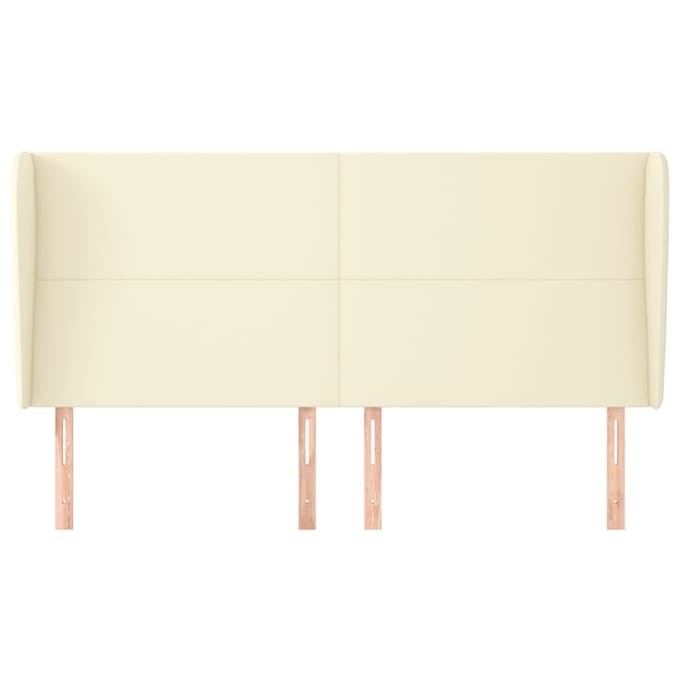 vidaXL - Hoofdbord - met - randen - 203x23x118/128 - cm - kunstleer - crèmekleurig