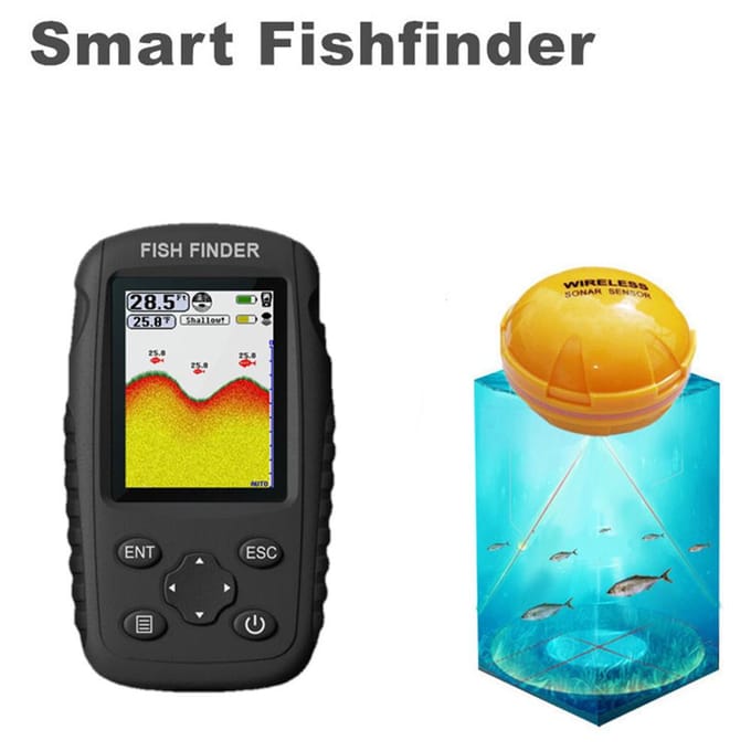 Draagbare Oplaadbare Handheld Visvinder Draadloze Sonarsensor Dieptelocator zwart