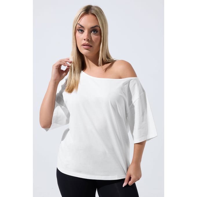 Limited Collection Wit Katoenen Tshirt Met Blote Schouders Size 38