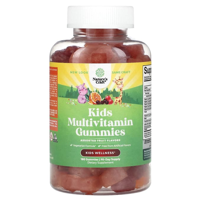 Nature's Craft, Multivitamine Gummies voor Kinderen, Vruchtenmix, 180 Gummies