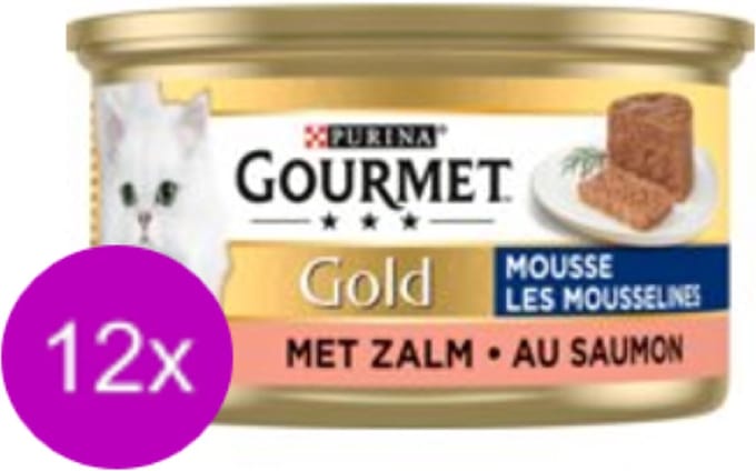 12x Gourmet - Gold Hartig Torentje Zalm - Kattenvoer Natvoer - 85 g