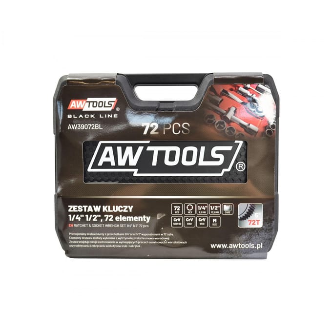 AWTOOLS 72-delige doppenset 1/2" & 1/4" Black Line