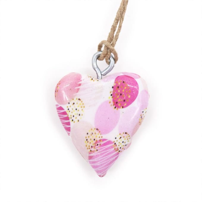 Klein decoratief houten hartje - Roze abstract