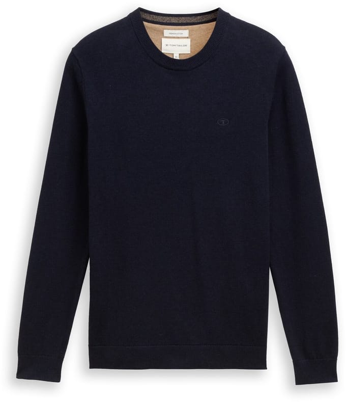 Tom Tailor - Gebreide trui van katoen - Maat S - Knitted Navy Melange