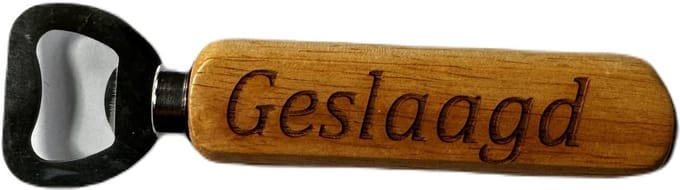 Bieropener - Flesopener -Hout & RVS-Vaderdag Cadeau - Vaderdag -Geslaagd