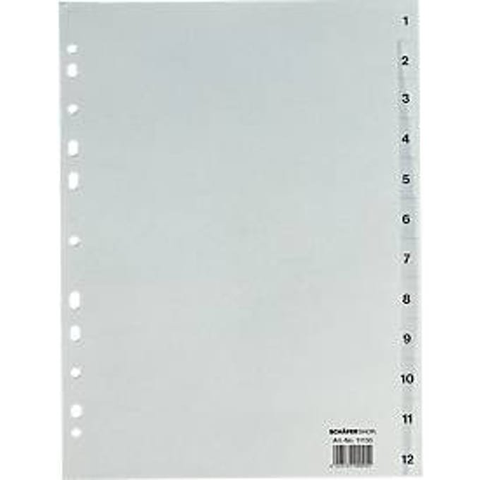 Tabbladen Recycling - gerecycled karton - A4 - numeriek 1-12 – onze merk Schäfer Shop