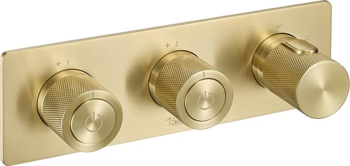 Ben Engraved Cross thermostaat afbouwdeel met omstelrichting geborsteld messing pvd-coating