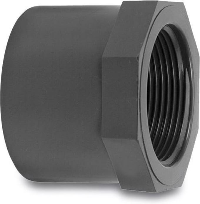 VDL Verloopring PVC-U 20 mm x 3/8" lijm spie x binnendraad 16bar grijs