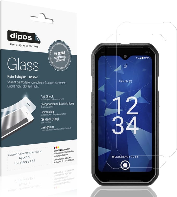 dipos – 2x Pantserfolie geschikt voor Kyocera DuraForce EX2 | 9H Screenprotector