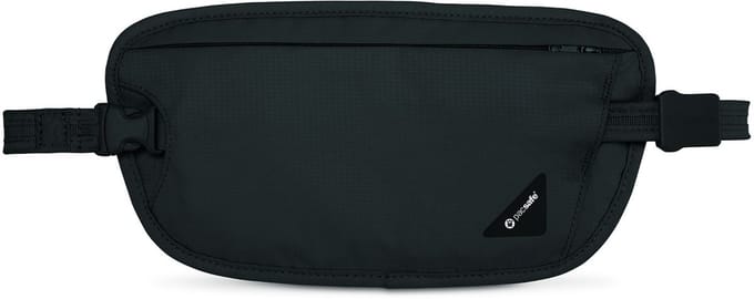 Pacsafe Heupportemonnee - Pasjeshouder - RFID-beveiligd - Polyester - Carrysafe Slashguard Strap - Lichtgewicht - Veelzijdig - Zwart