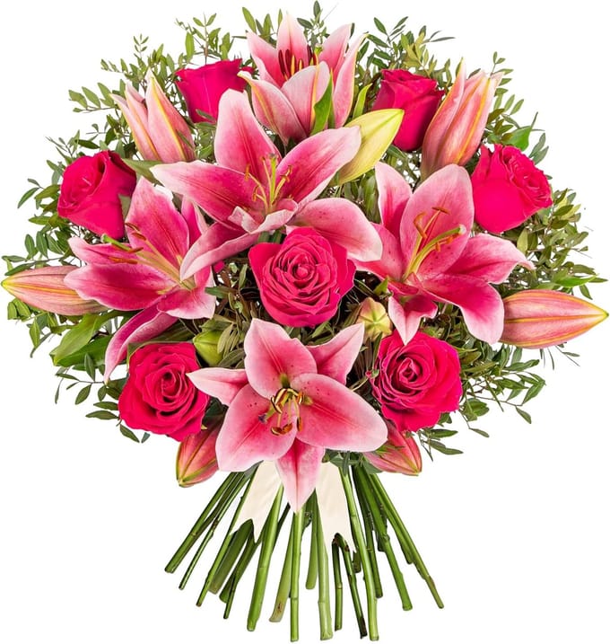 Roze boeket - Verse bloemen - Cadeau geven - Handgebonden - Groot formaat - Roze
