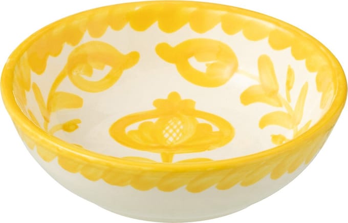 J-Line kom Granada Low - keramiek - wit/geel - small - Ø 14 cm Set van 4