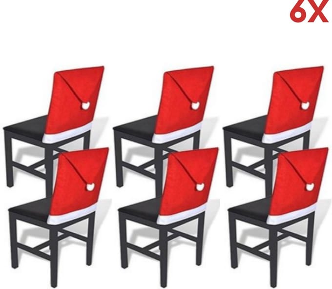 Kerst Stoelhoezen - Kerst stoelversiering - Kerstversiering - Kerstdecoratie voor binnen - Set van 6 stuks