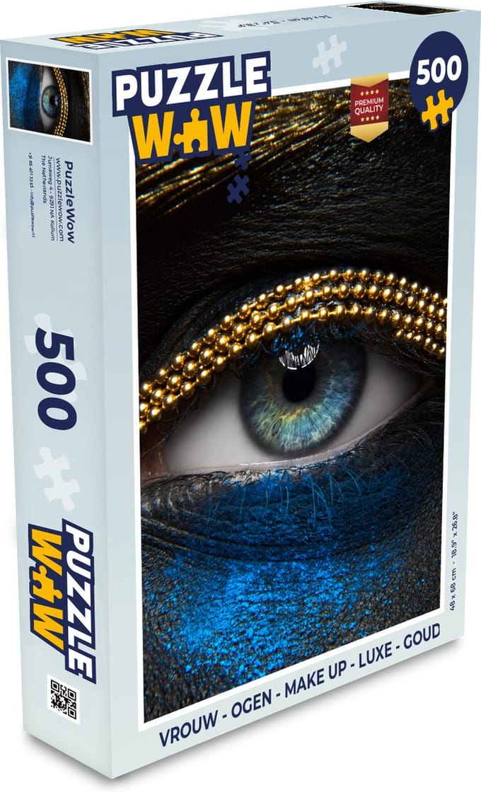 Puzzel Vrouw - Ogen - Make up - Luxe - Goud - Legpuzzel - Puzzel 500 stukjes