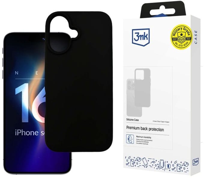 3mk Silicone Case for iPhone 16 Plus - Black
