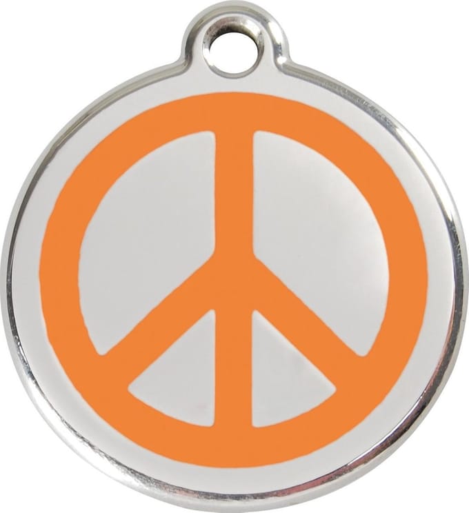 Red Dingo Hondenpenning 38 mm peace oranje