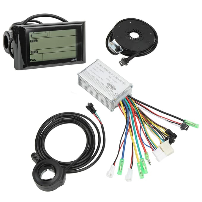 36V 48V Borstelloze Motor Controller S900 LCD Display 130X Duim Gashendel 8C Trapondersteuning Sensor Kit gray
