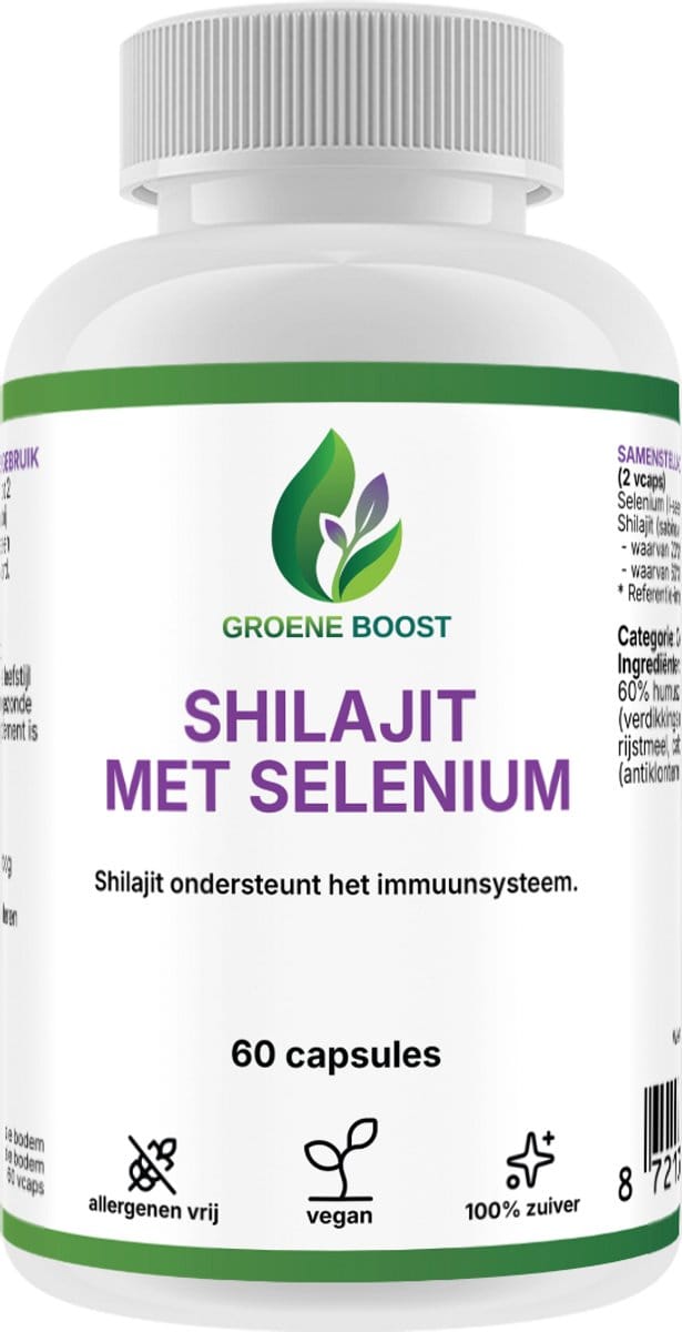 Groene Boost Shilajit Met Selenium Supplement – 60 Capsules – Shilajit Selenium Energie