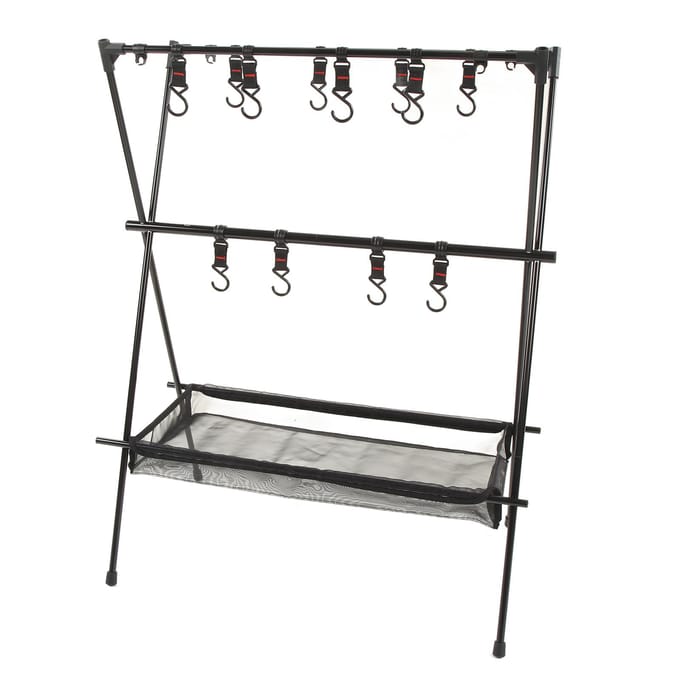Buiten Camping Hangrek Buiten Draagbaar Dubbellaags Campingrek met Mesh Zak black
