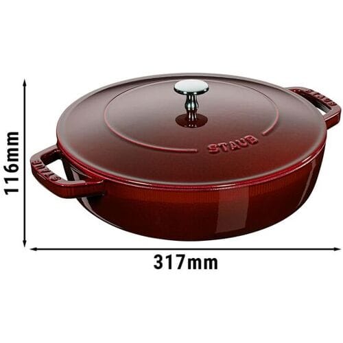 STAUB BRAISERS - Sauteerpan met Chistera Drop Structure - 240mm - Gietijzer - Grenadine rood