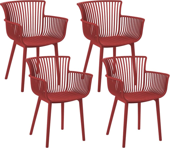 PESARO - Tuinstoel set van 4 - Rood - Polypropyleen