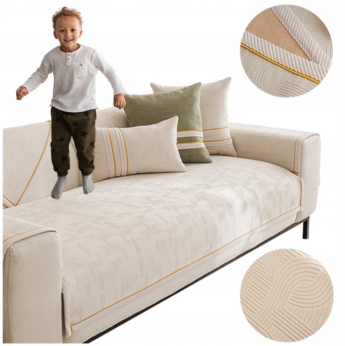 Crème bankhoes 90x160 cm met gouden bies