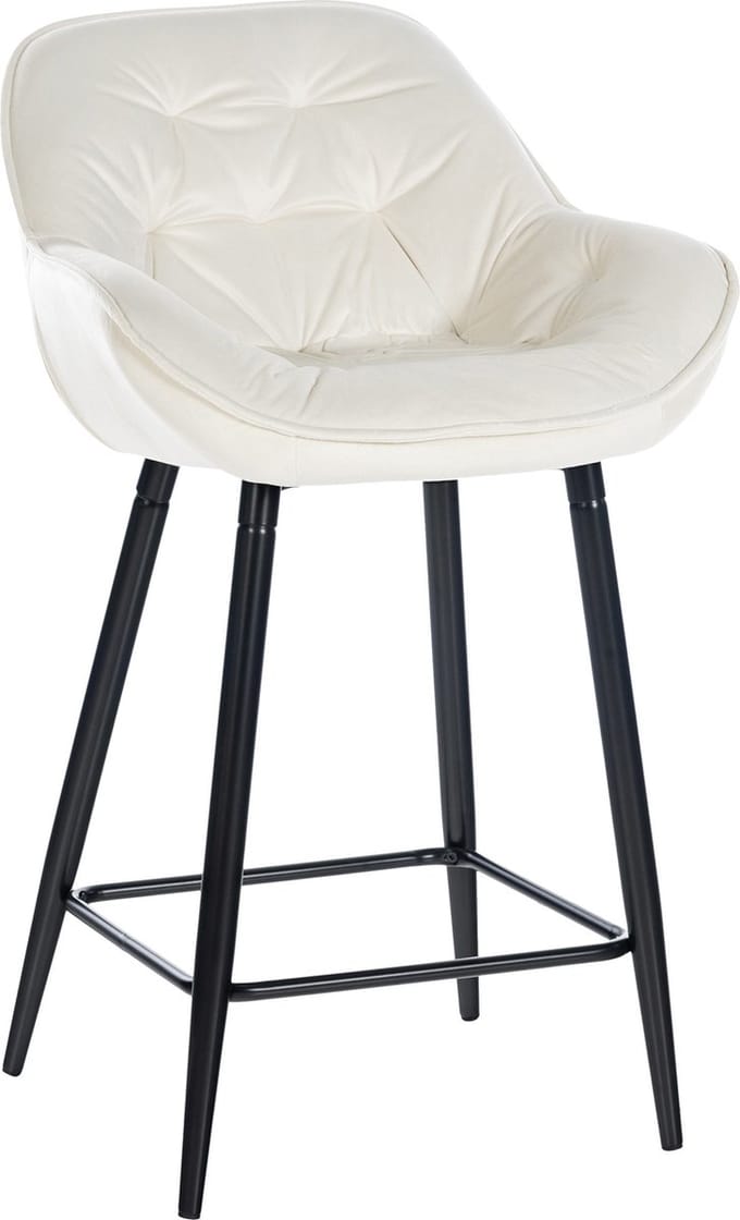 CLP Gibson Barkruk - Met armleuning - Met rugleuning - creme Fluweel