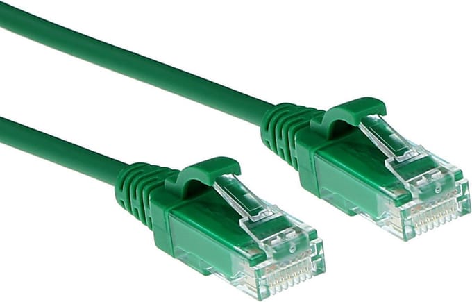 ACT Groene 1 meter LSZH U/UTP CAT6 datacenter slimline patchkabel snagless met RJ45 connectoren DC9701
