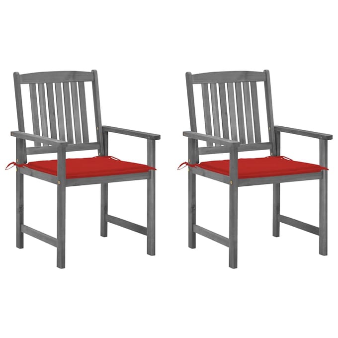vidaXL - Tuinstoelen - 2 - st - met - kussens - massief - acaciahout - grijs