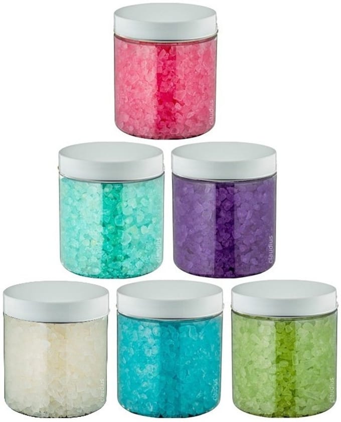 Badzout - 300 gram - set van 6 verschillende geuren - Witte Deksel - Relaxing Moment, Opium, Eucalyptus, Hamam, Lavendel en Rozen