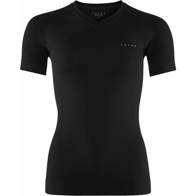FALKE Wool-Tech Light V Neck sneldrogend wol functioneel functioneel shirt met korte mouwen dames zwart - maat M