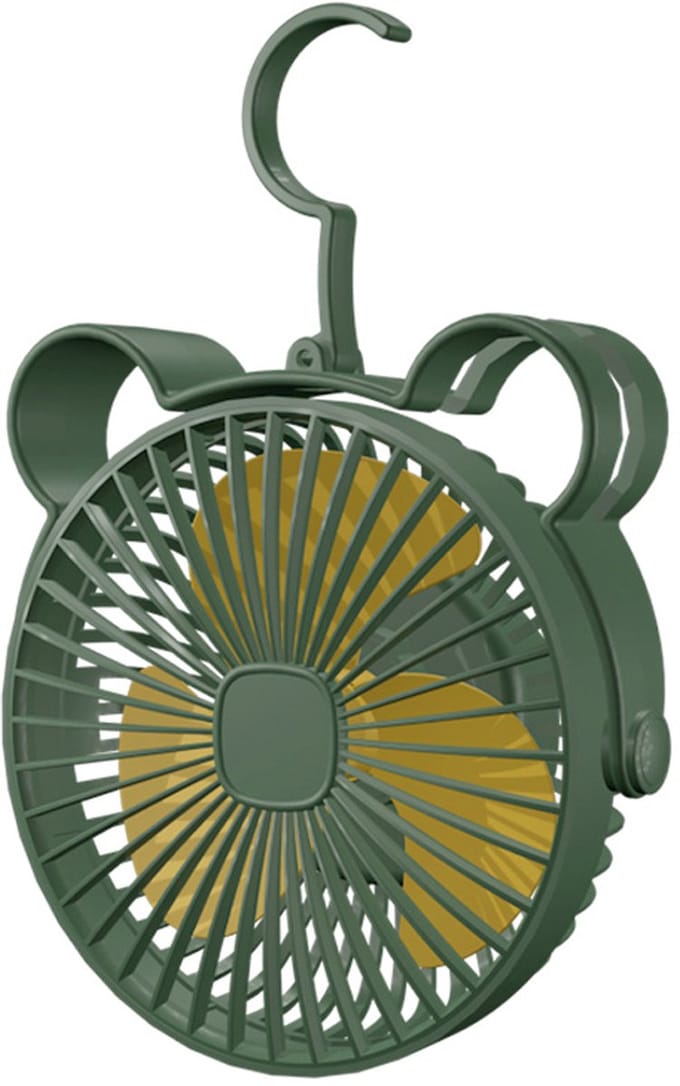 Draagbare oplaadbare bureauventilator met haken en clips; kleine bureauventilator/mini-ventilator