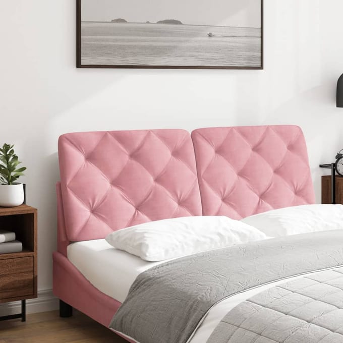 vidaXL - Hoofdbordkussen - 140 - cm - fluweel - roze