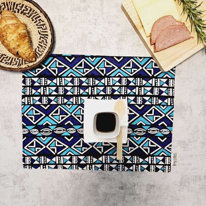 Placemats Set van 4 | 100% Katoen Geweven 40x30cm | ''Mudcloth'' geïnspireerde Wasbare Boho Stoffen Placemats