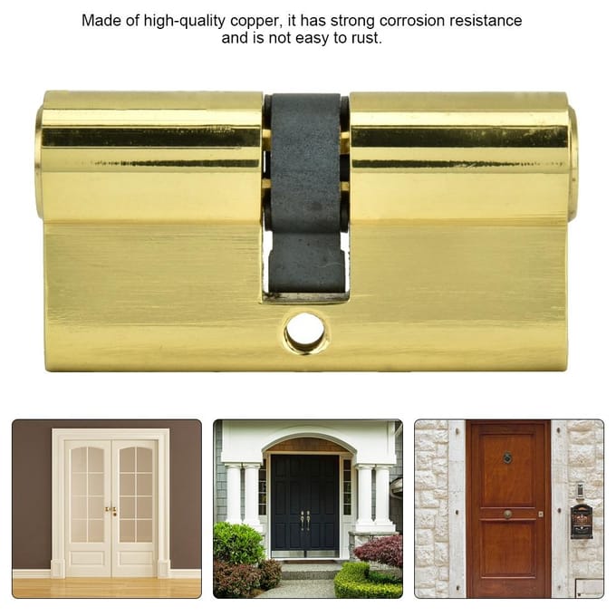 60mm Koperen Dubbel Open Cilinder Anti-diefstal Deurslotcilinder met Sleutels beige